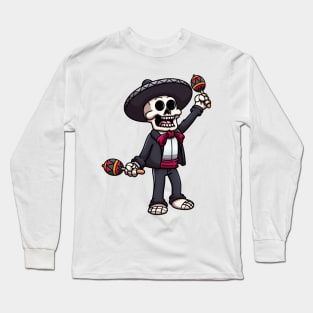 Mariachi Skeleton Long Sleeve T-Shirt